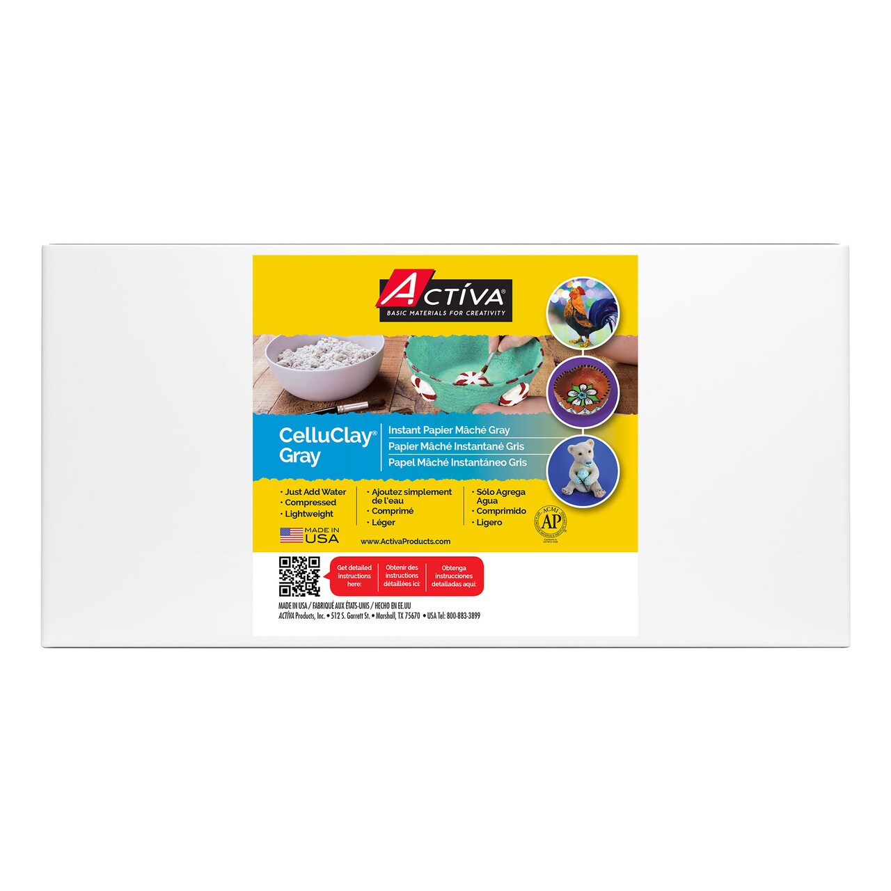 Activa CelluClay Instant Paper Mache, Dries White, 12 lb (5.4 kg)